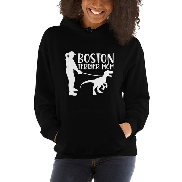 Boston Terrier Mom Dinosaur Hoodie