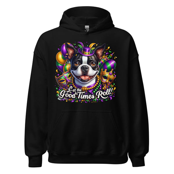 Mardi Gras Boston Terrier Unisex Hoodie - Let The Good Time Roll!