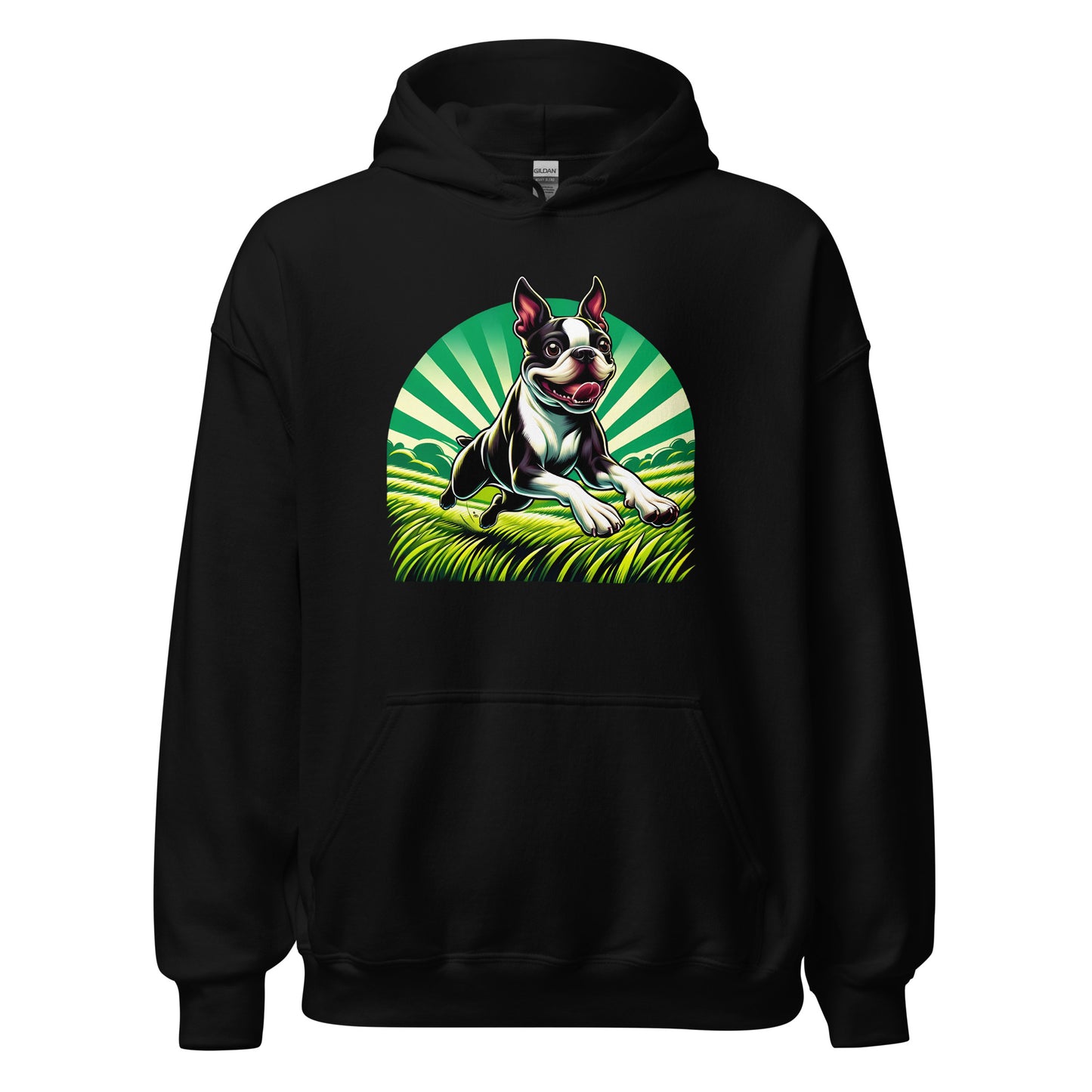Boston Terrier Dog Running Free Unisex Hoodie