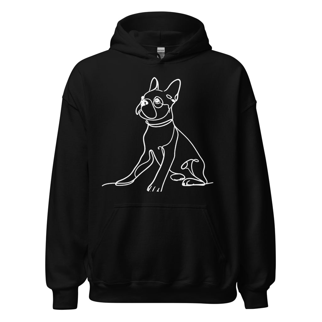 Line Drawn Boston Terrier Dog Unisex Hoodie