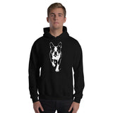 Boston Terrier Stencil Graphic – Minimalist Dog Lover Unisex Hoodie .
