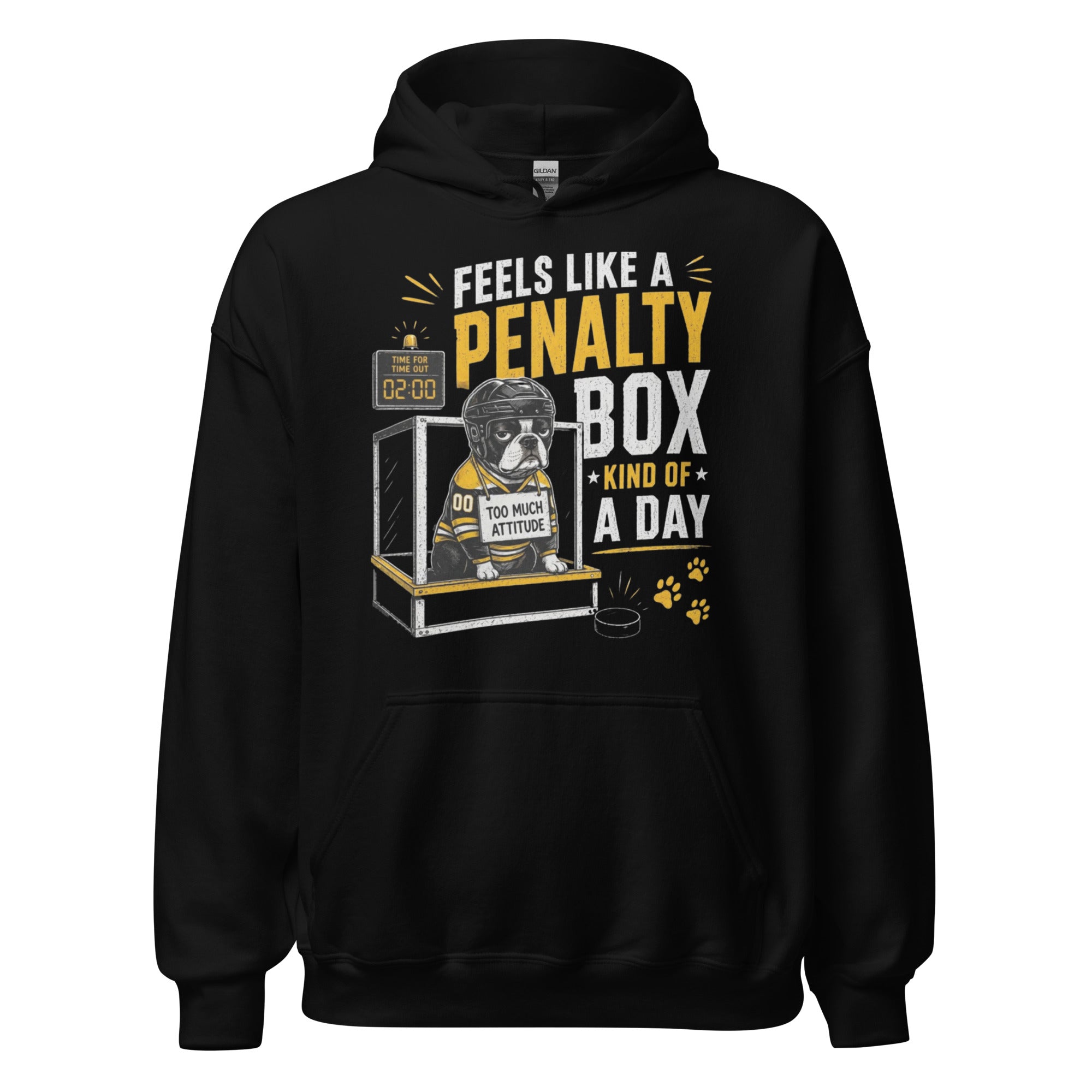 Feels Like a Penalty Box Kind of a Day Funny Ice Hockey Hoodie . Black