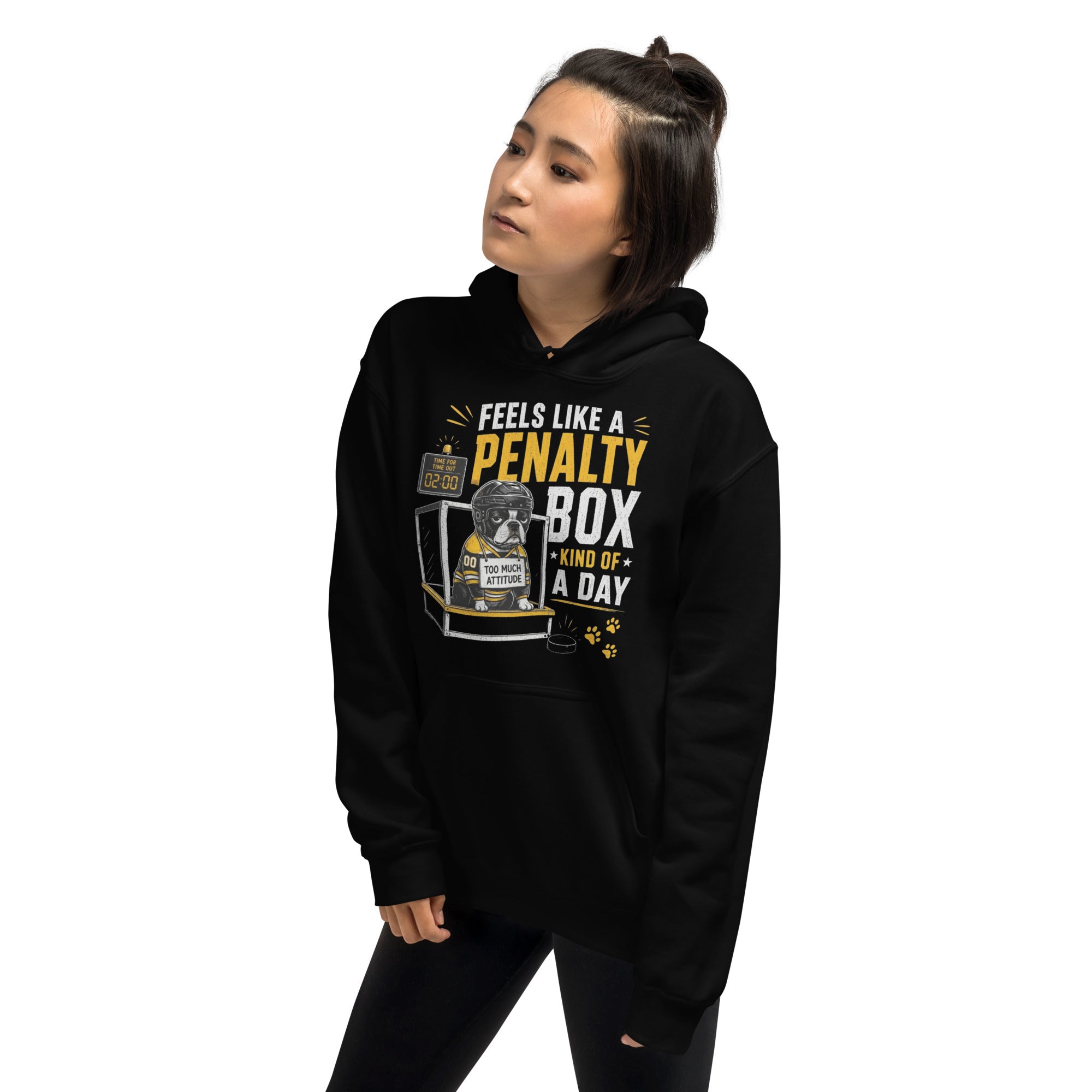 Feels Like a Penalty Box Kind of a Day Funny Ice Hockey Hoodie .