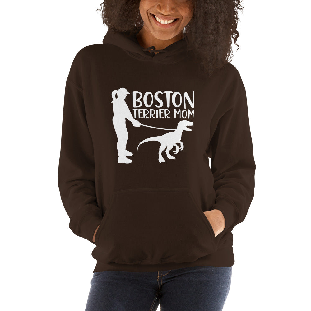 Boston Terrier Mom Dinosaur Hoodie