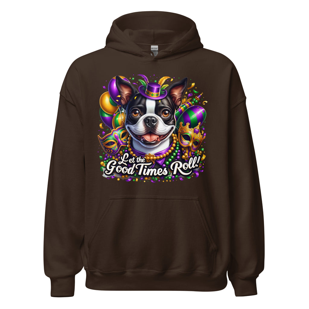 Mardi Gras Boston Terrier Unisex Hoodie - Let The Good Time Roll!