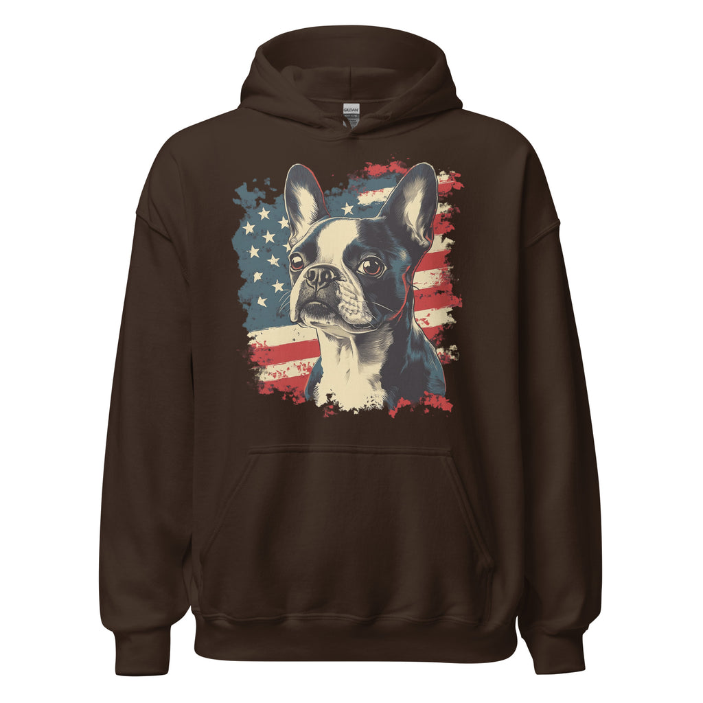 Patriotic Boston Terrier USA Flag Unisex Hoodie