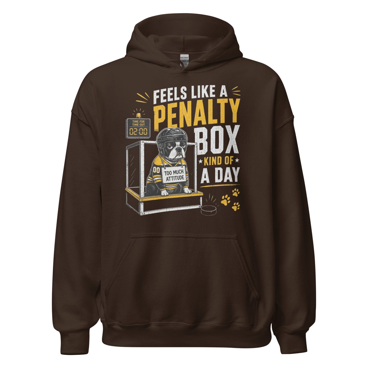 Feels Like a Penalty Box Kind of a Day Funny Ice Hockey Hoodie . Dark Chocolate