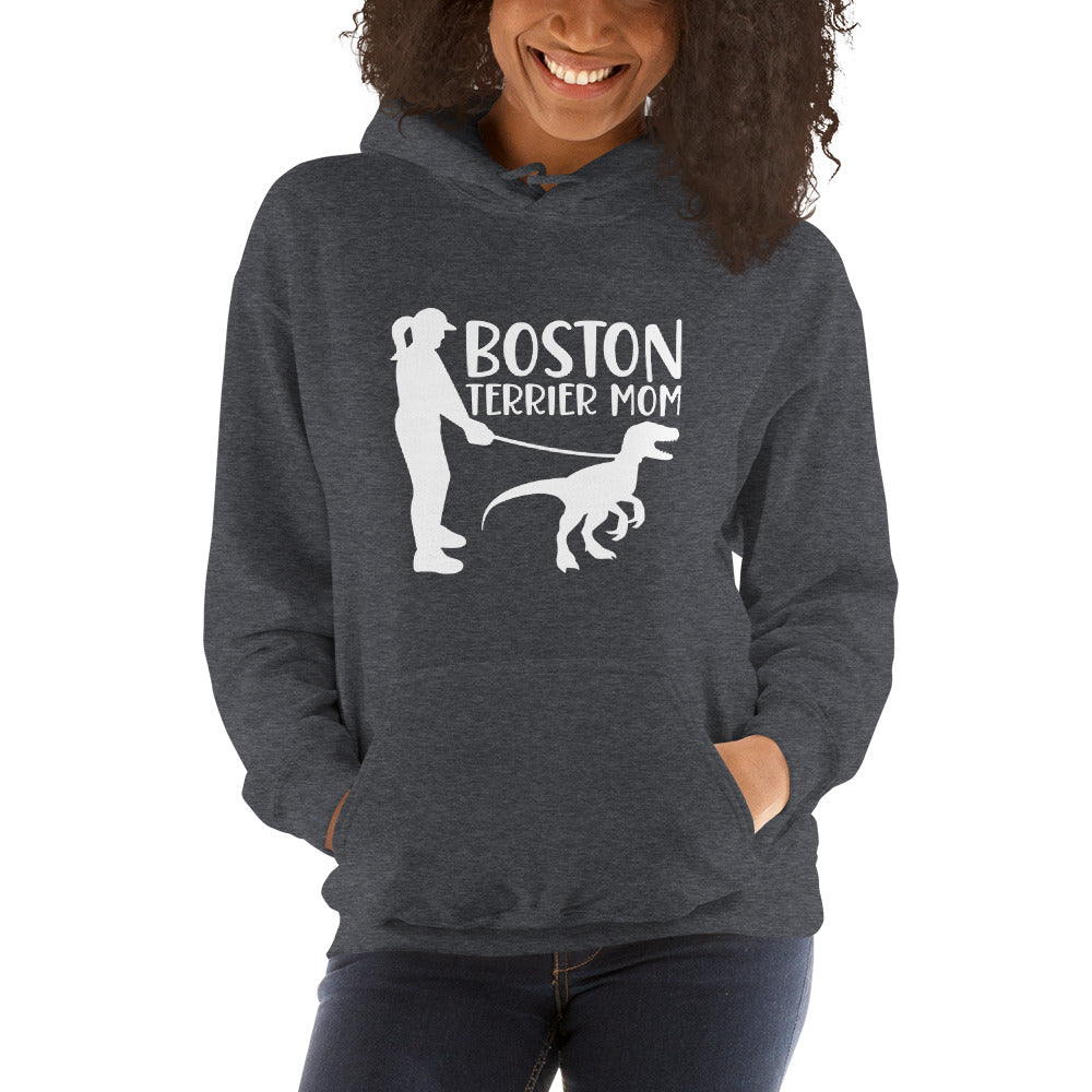 Boston Terrier Mom Dinosaur Hoodie