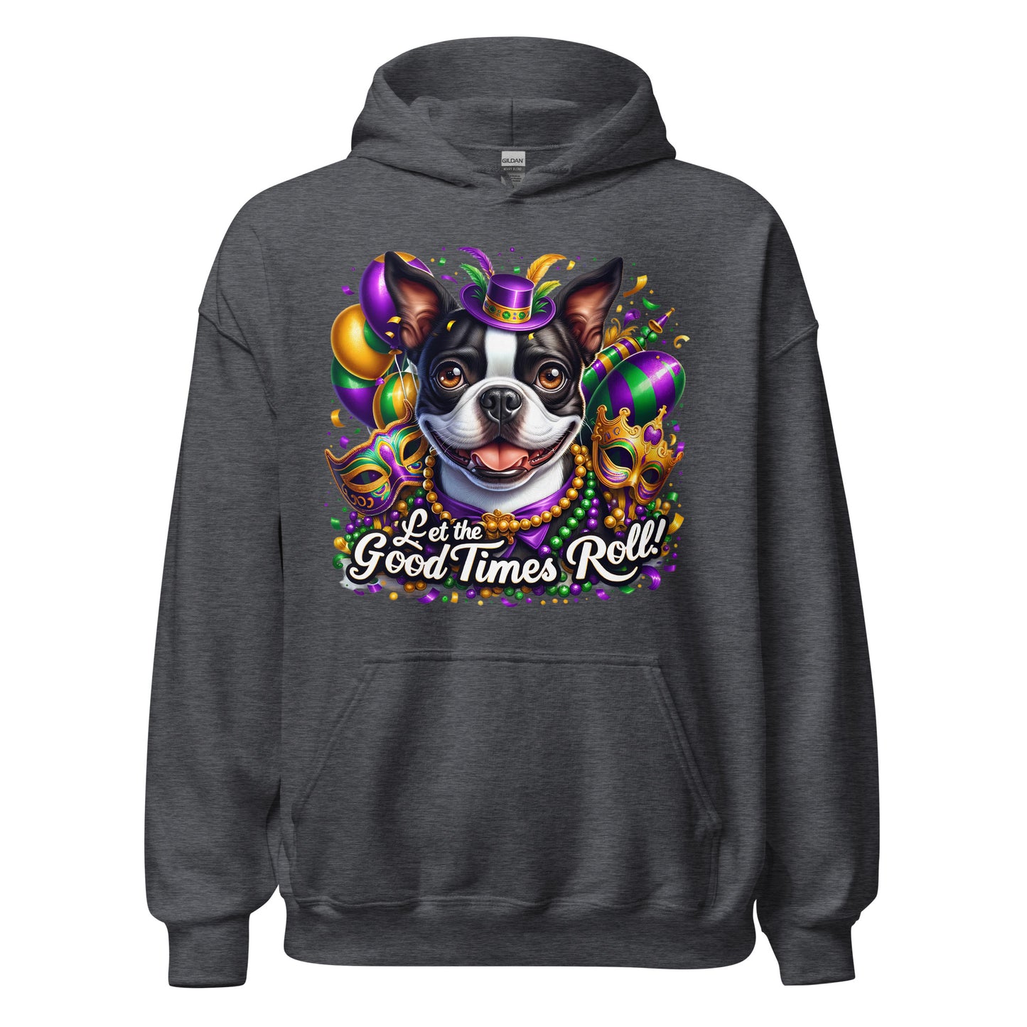 Mardi Gras Boston Terrier Unisex Hoodie - Let The Good Time Roll!