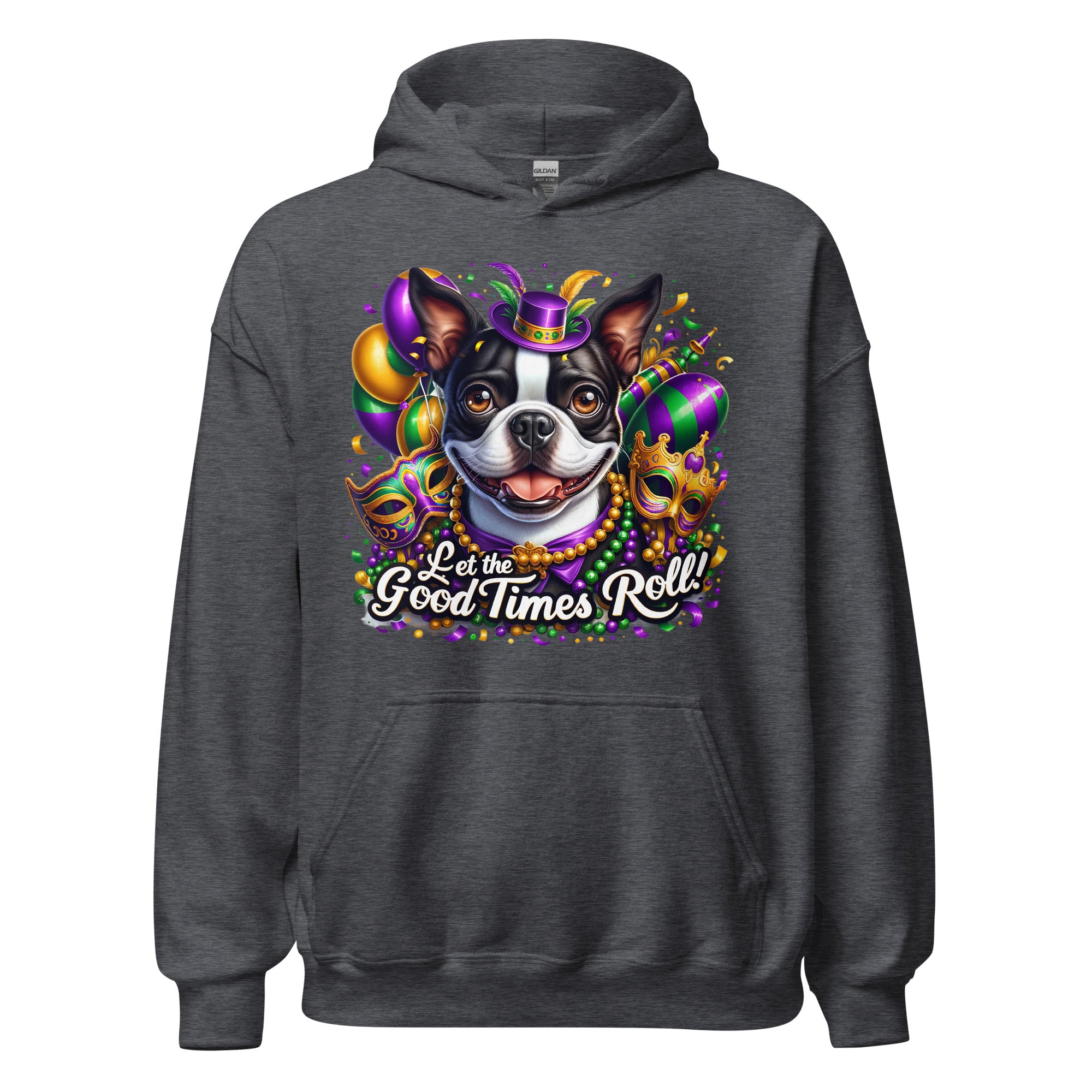 Mardi Gras Boston Terrier Unisex Hoodie - Let The Good Time Roll!