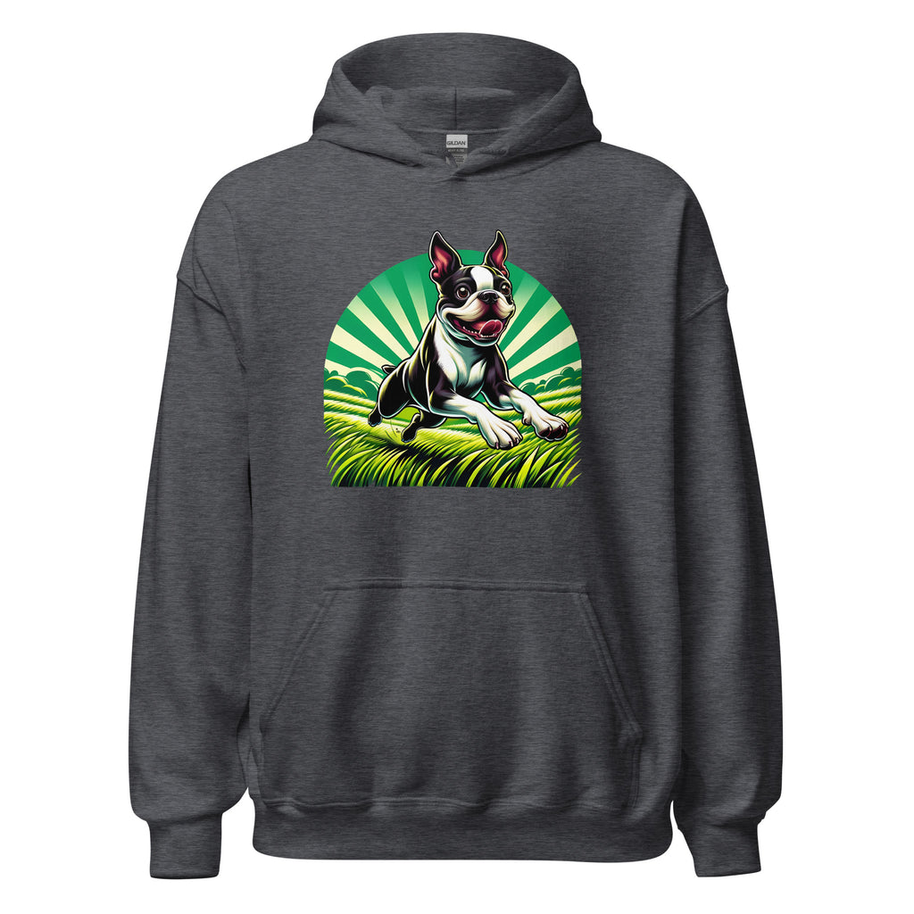 Boston Terrier Dog Running Free Unisex Hoodie