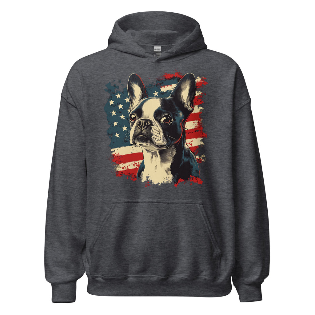 Patriotic Boston Terrier USA Flag Unisex Hoodie