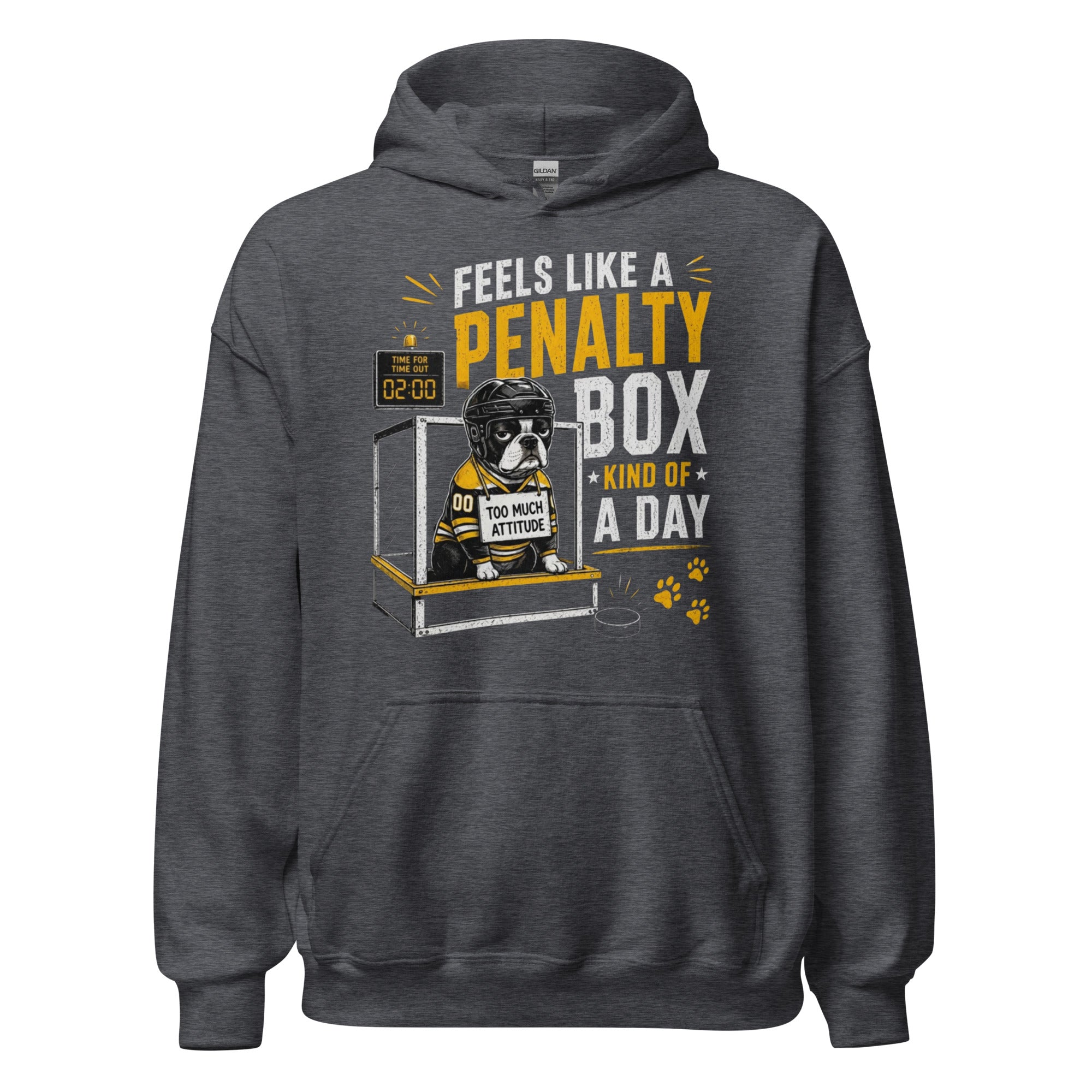 Feels Like a Penalty Box Kind of a Day Funny Ice Hockey Hoodie . Dark Heather