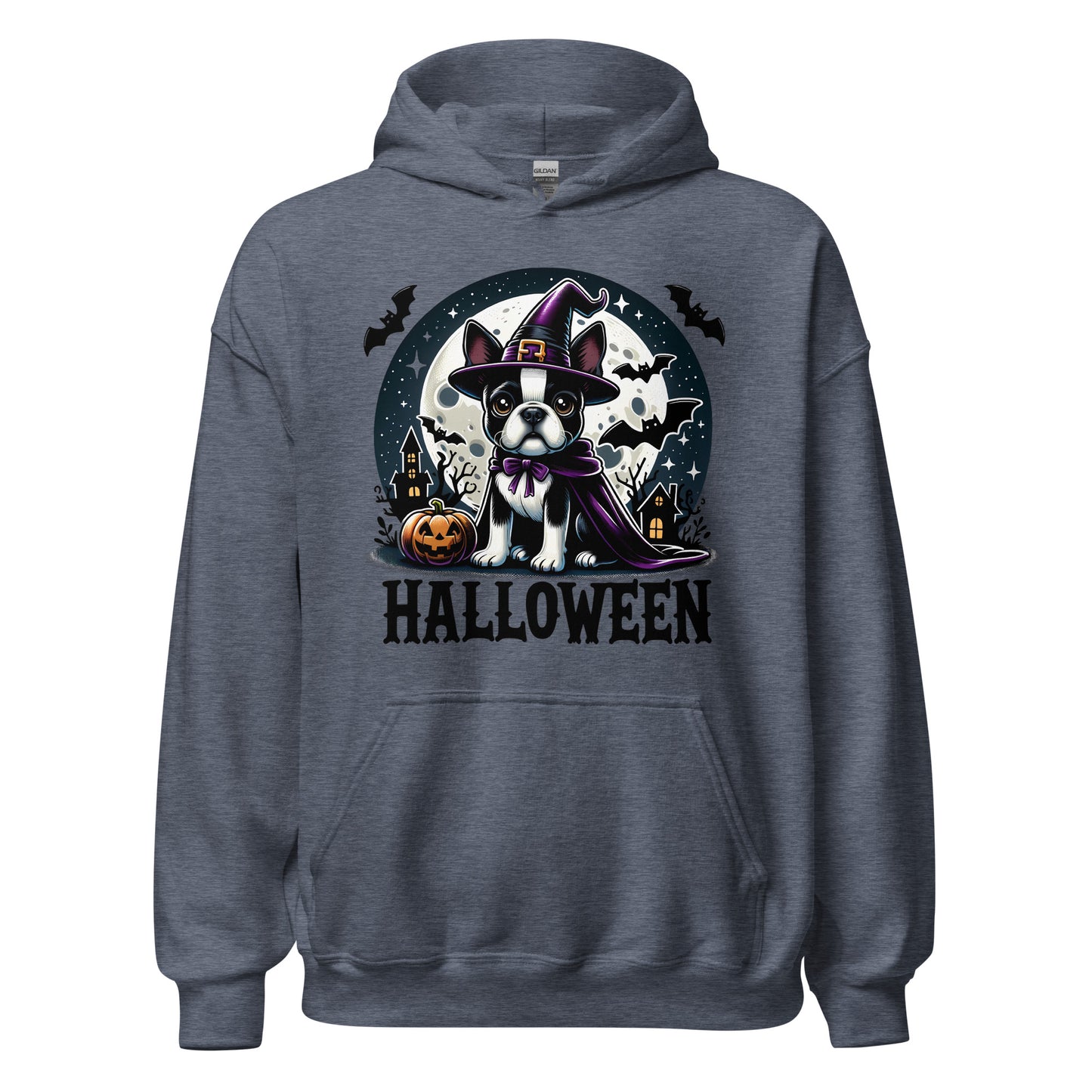 Halloween Witch Boston Terrier Unisex Hoodie