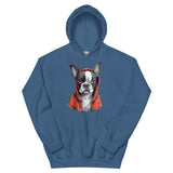 Boston Terrier in a Red Hood Hoodie
