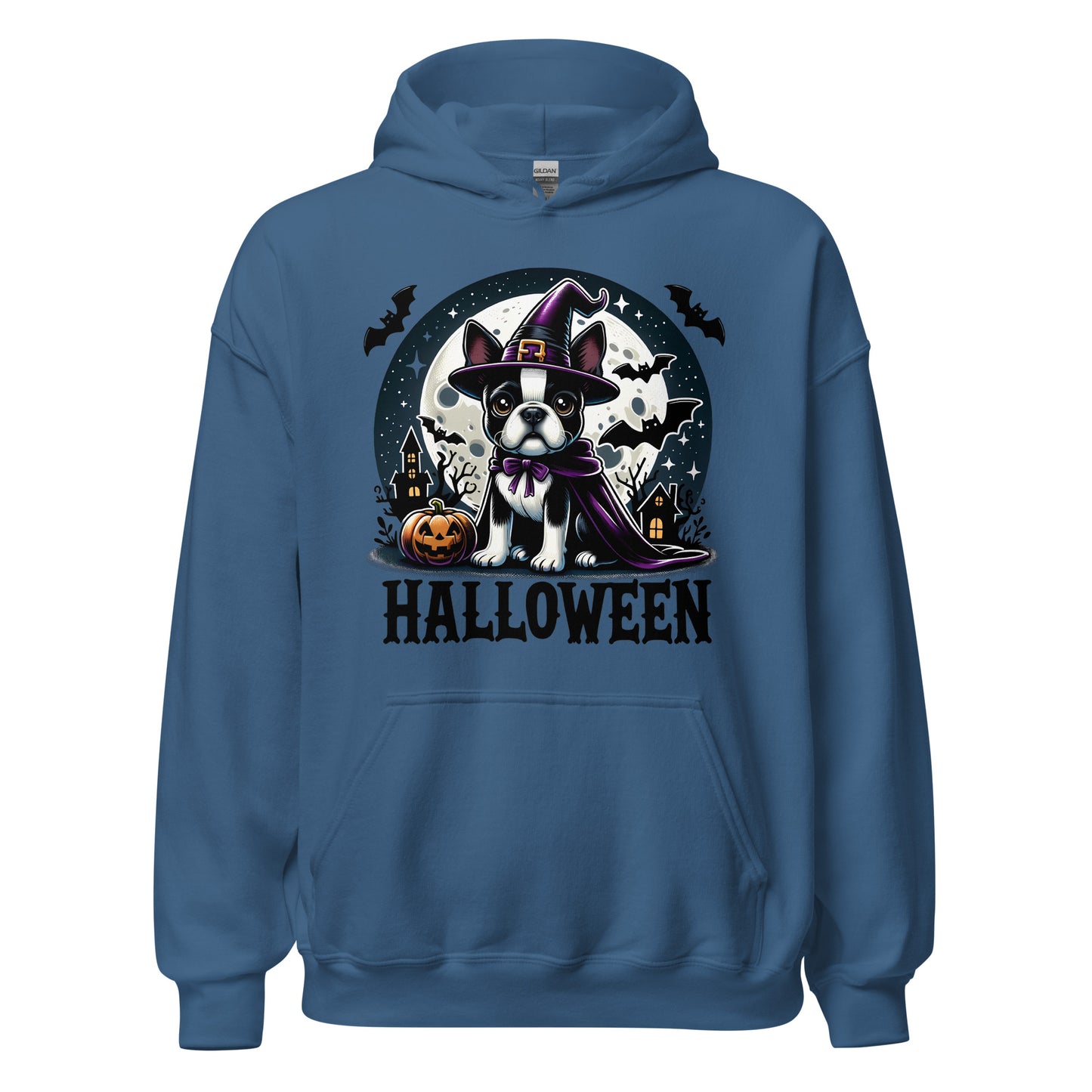 Halloween Witch Boston Terrier Unisex Hoodie