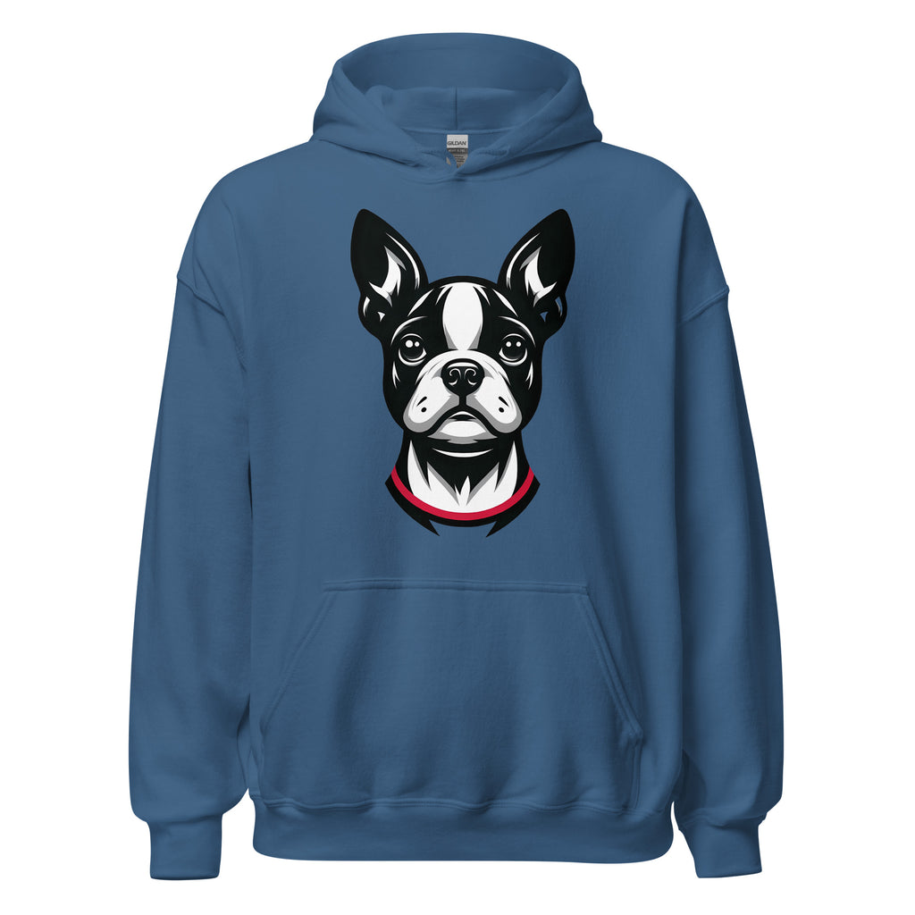 Minimalist Boston Terrier Face Unisex Hoodie