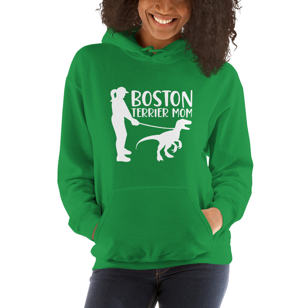 Boston Terrier Mom Dinosaur Hoodie