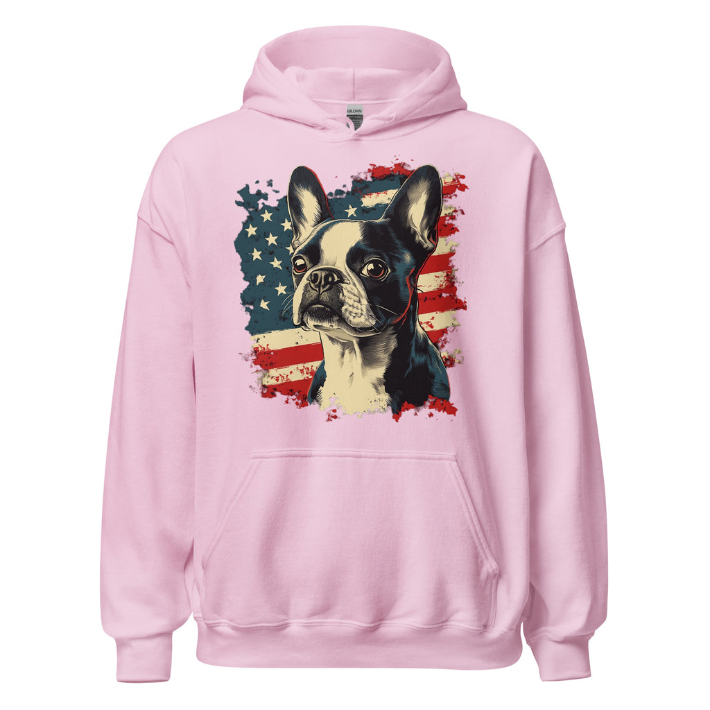 Patriotic Boston Terrier USA Flag Unisex Hoodie