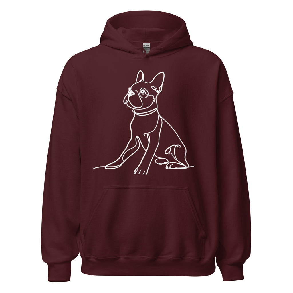 Line Drawn Boston Terrier Dog Unisex Hoodie