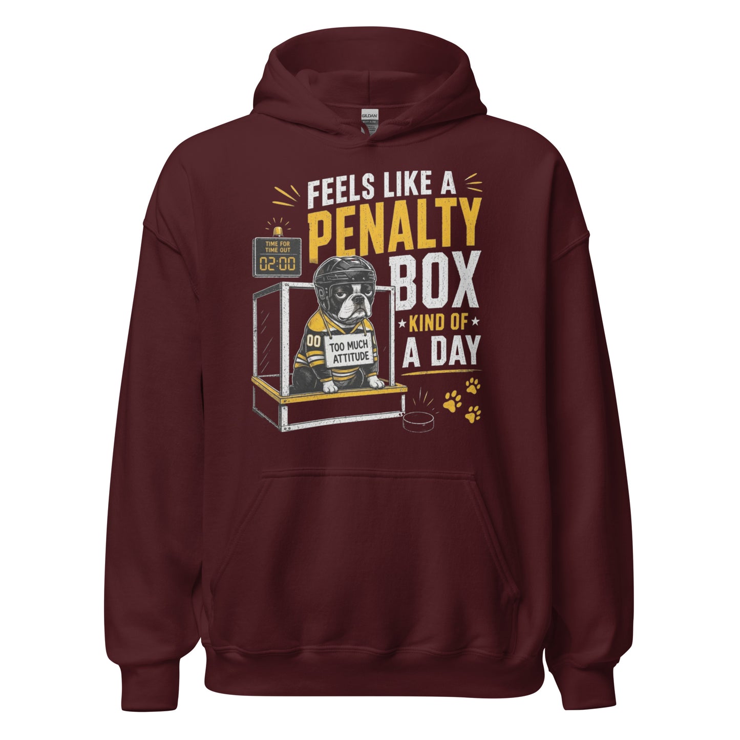 Feels Like a Penalty Box Kind of a Day Funny Ice Hockey Hoodie . Maroon