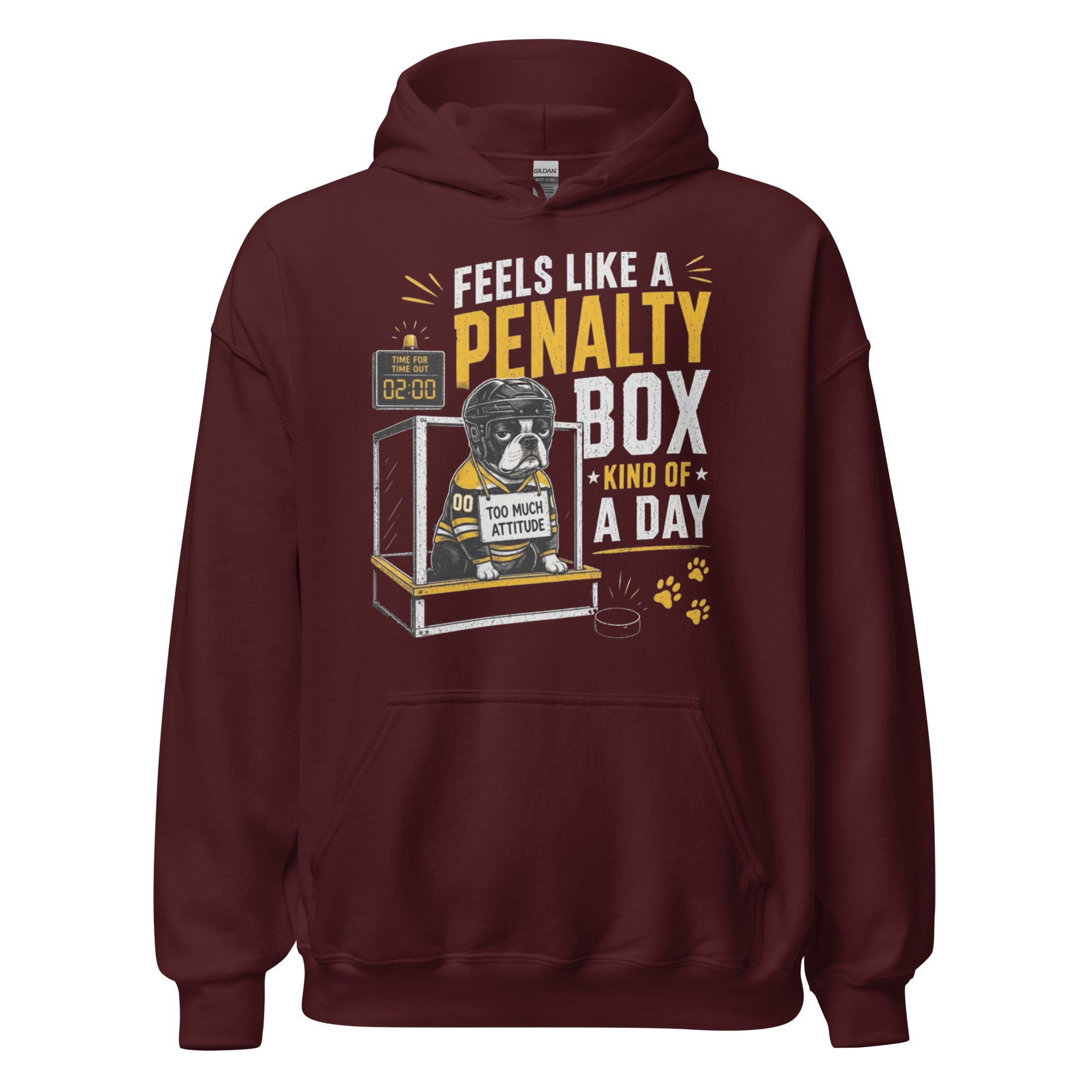 Feels Like a Penalty Box Kind of a Day Funny Ice Hockey Hoodie . Maroon