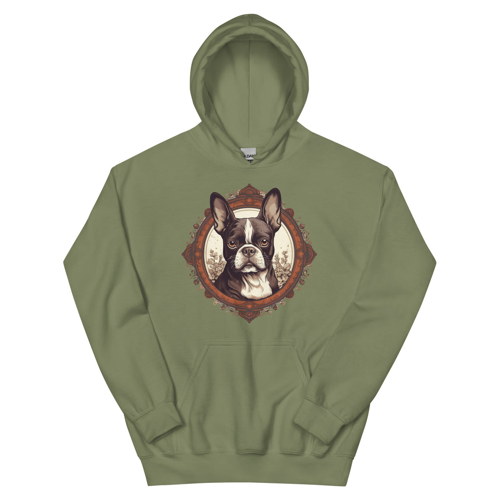 Vintage-Inspired Red Brown Boston Terrier Hoodie