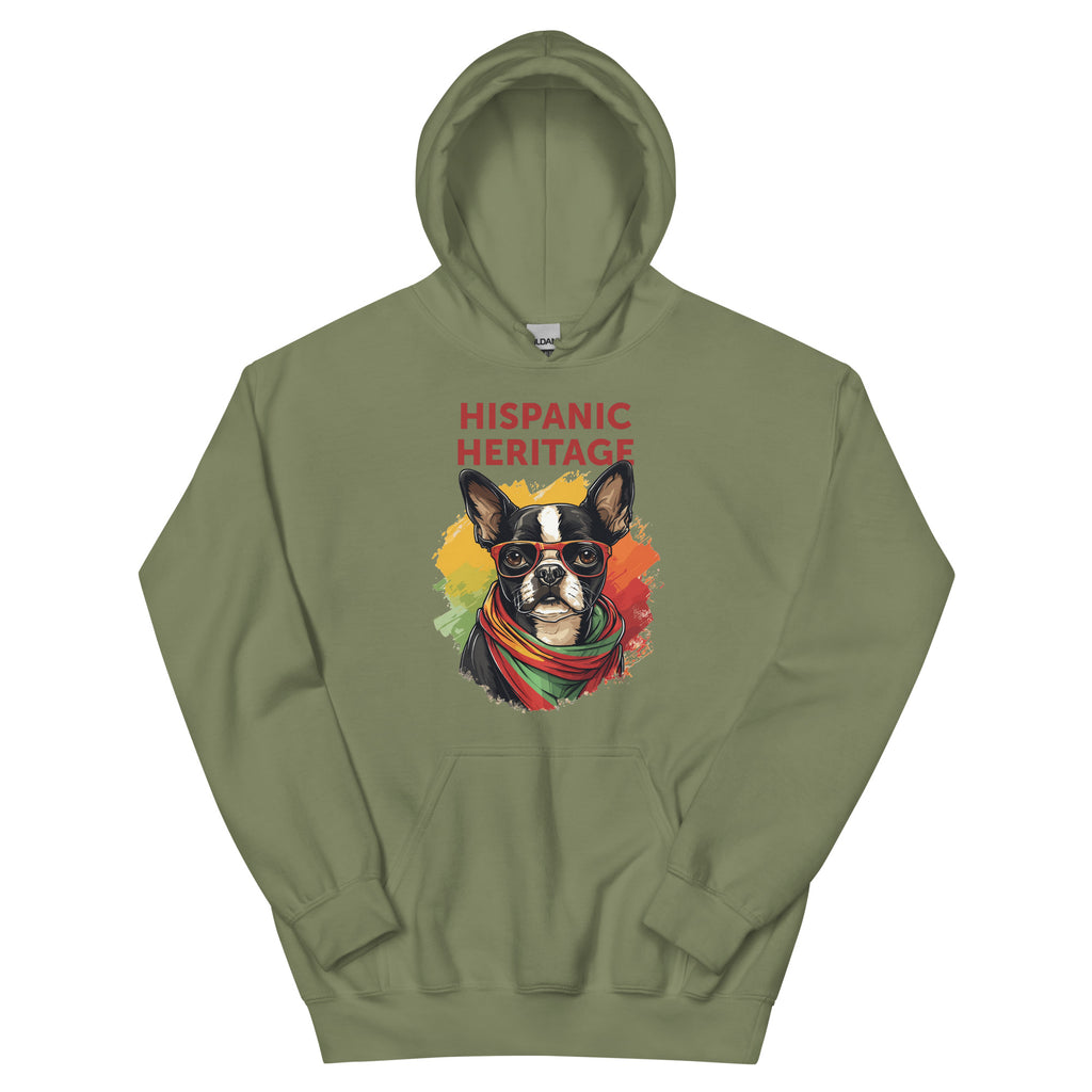 Hispanic Heritage Boston Terrier Dog Unisex Hoodie