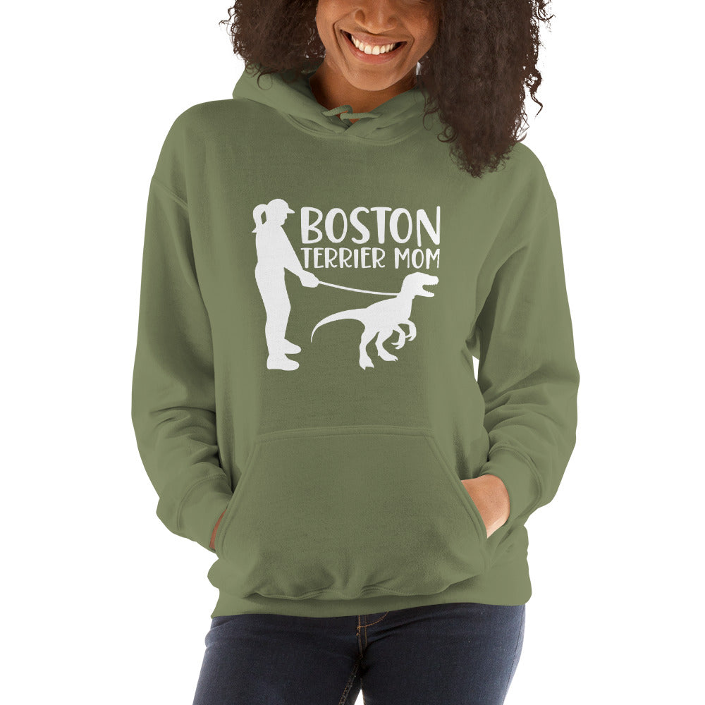 Boston Terrier Mom Dinosaur Hoodie