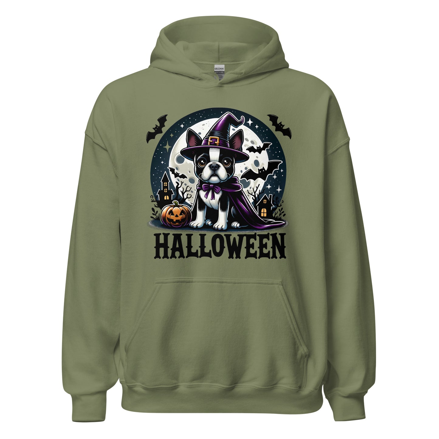 Halloween Witch Boston Terrier Unisex Hoodie