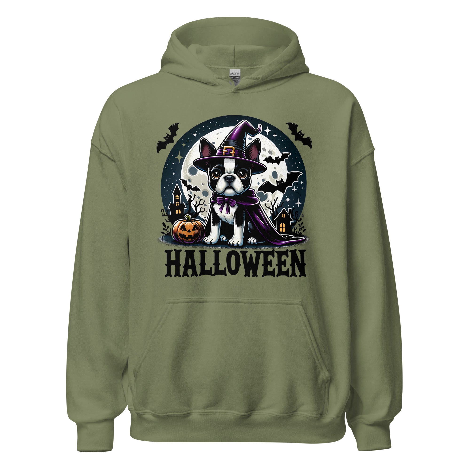 Halloween Witch Boston Terrier Unisex Hoodie