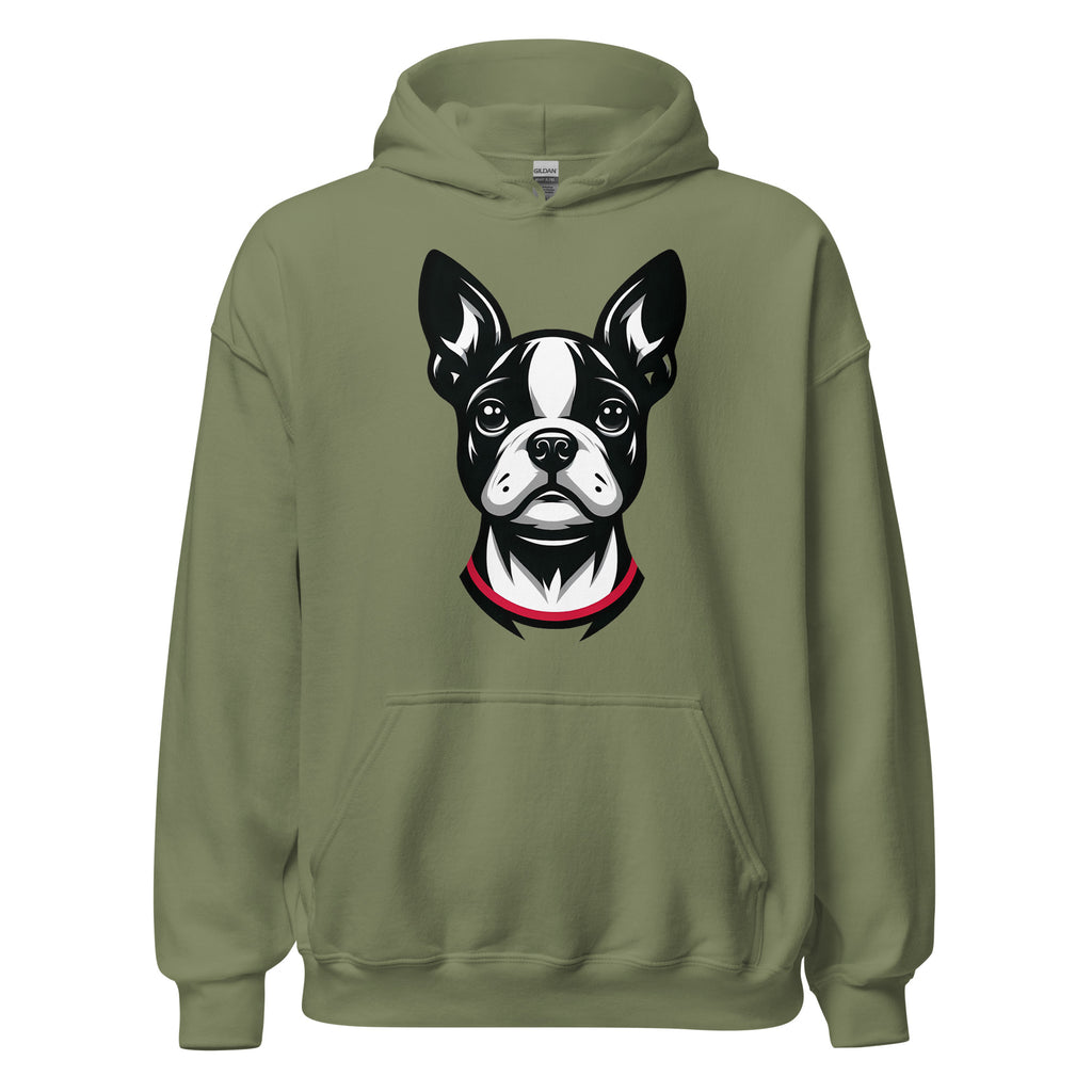 Minimalist Boston Terrier Face Unisex Hoodie