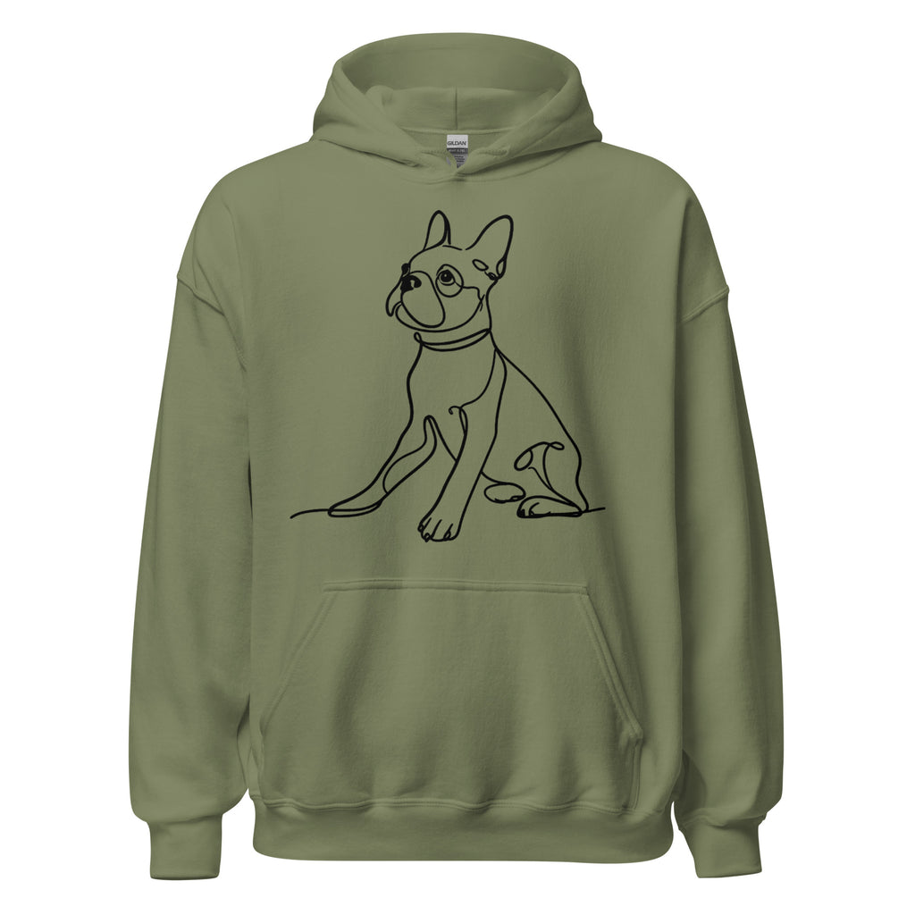 Line Drawn Boston Terrier Dog Unisex Hoodie