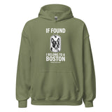If Found I Belong To A Boston (Handle With Love) Unisex Hoodie . Military Green