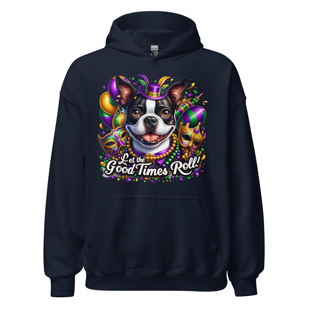 Mardi Gras Boston Terrier Unisex Hoodie - Let The Good Time Roll!