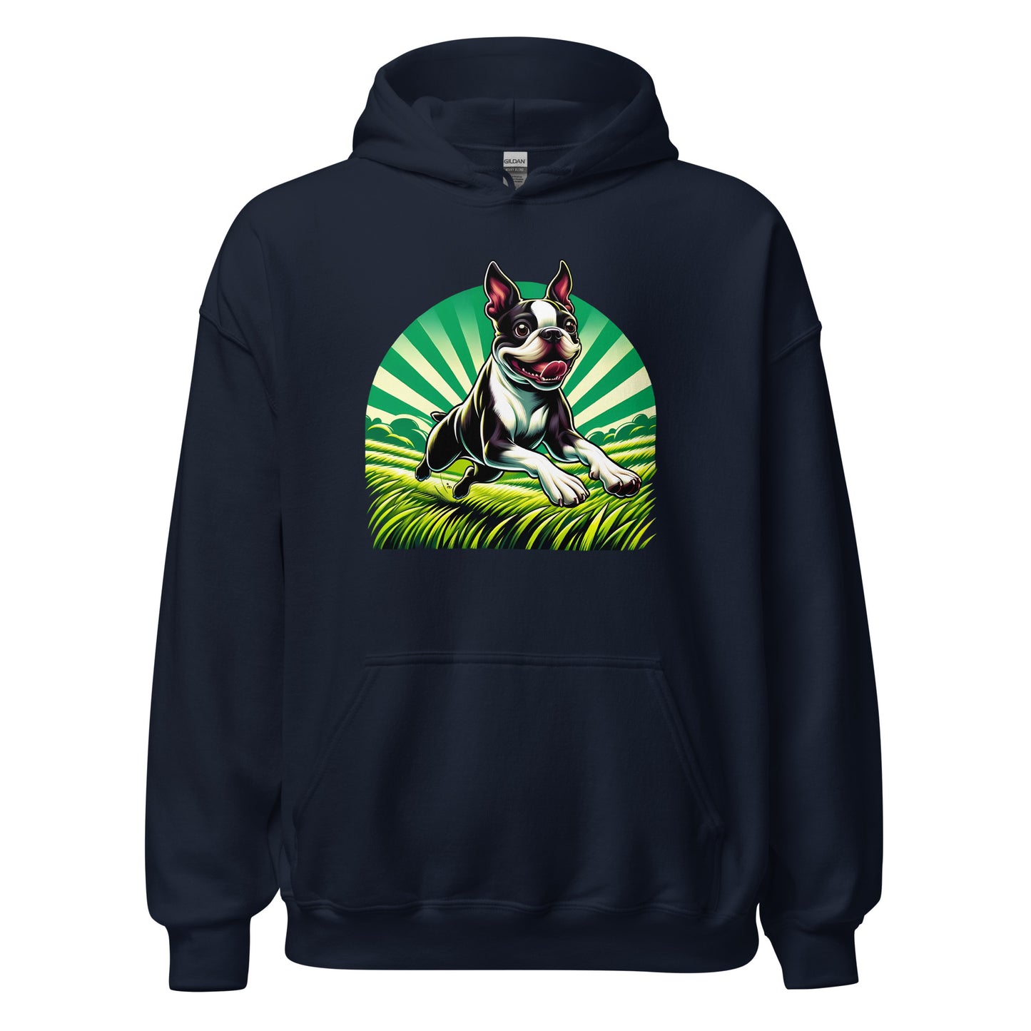 Boston Terrier Dog Running Free Unisex Hoodie