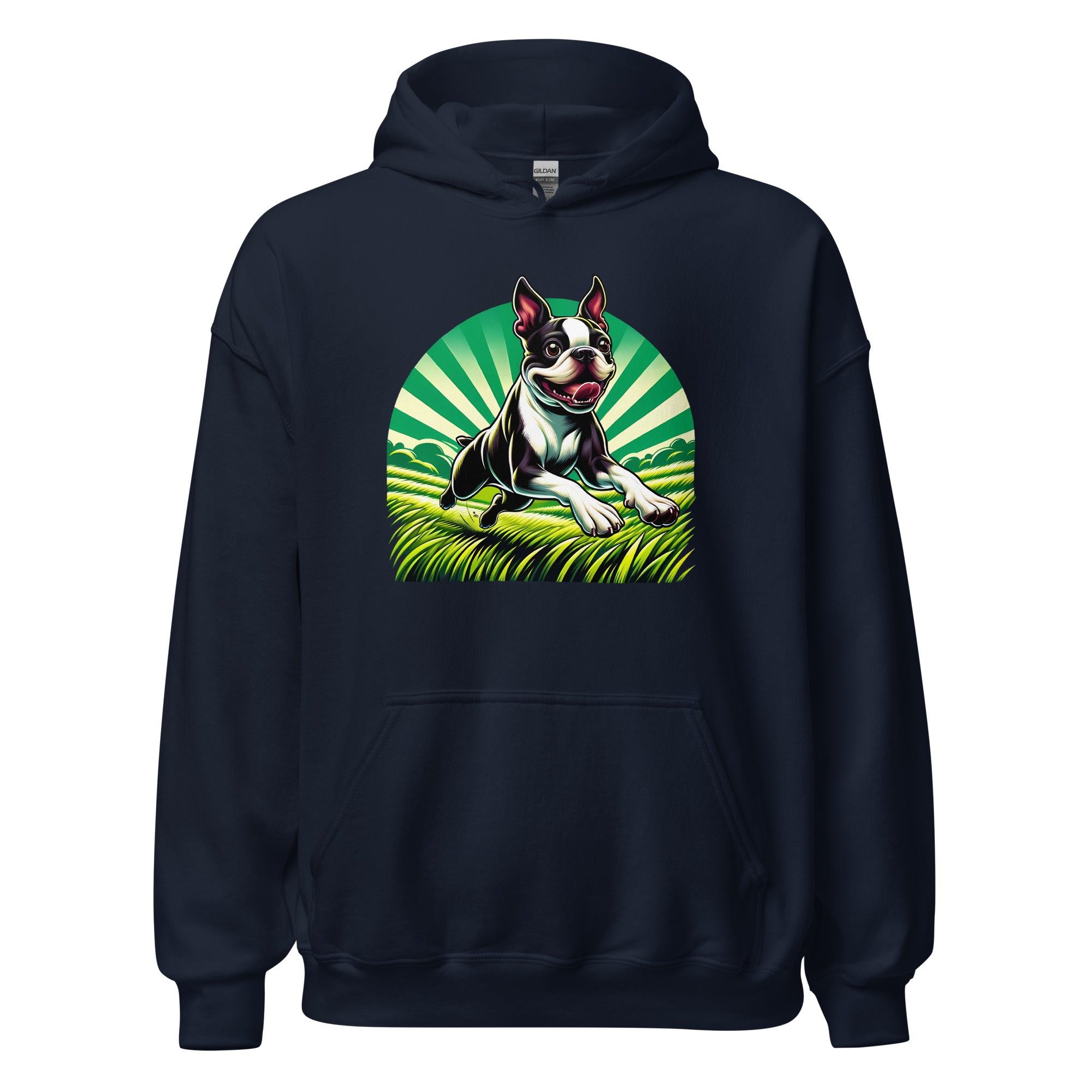 Boston Terrier Dog Running Free Unisex Hoodie