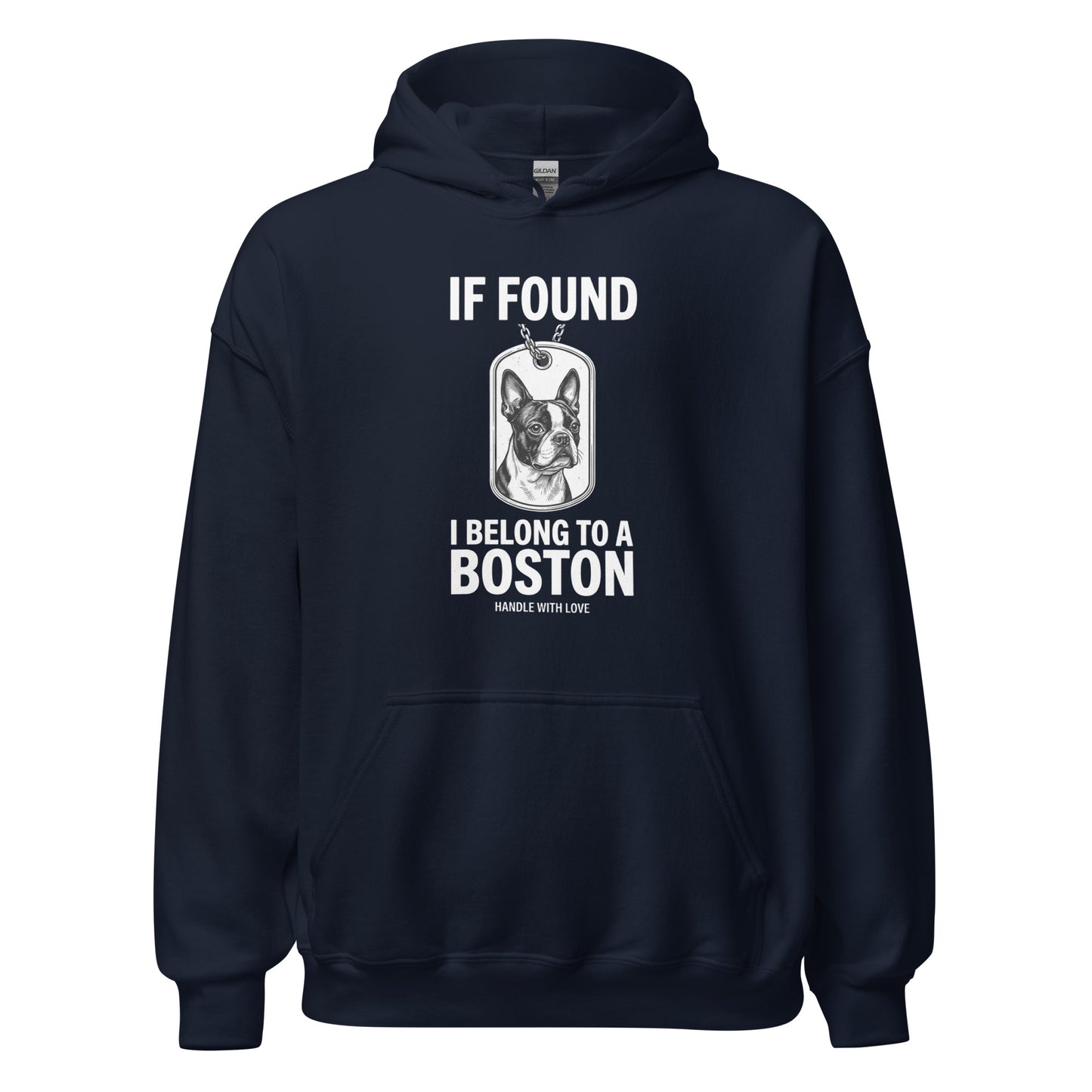 If Found I Belong To A Boston (Handle With Love) Unisex Hoodie . Navy