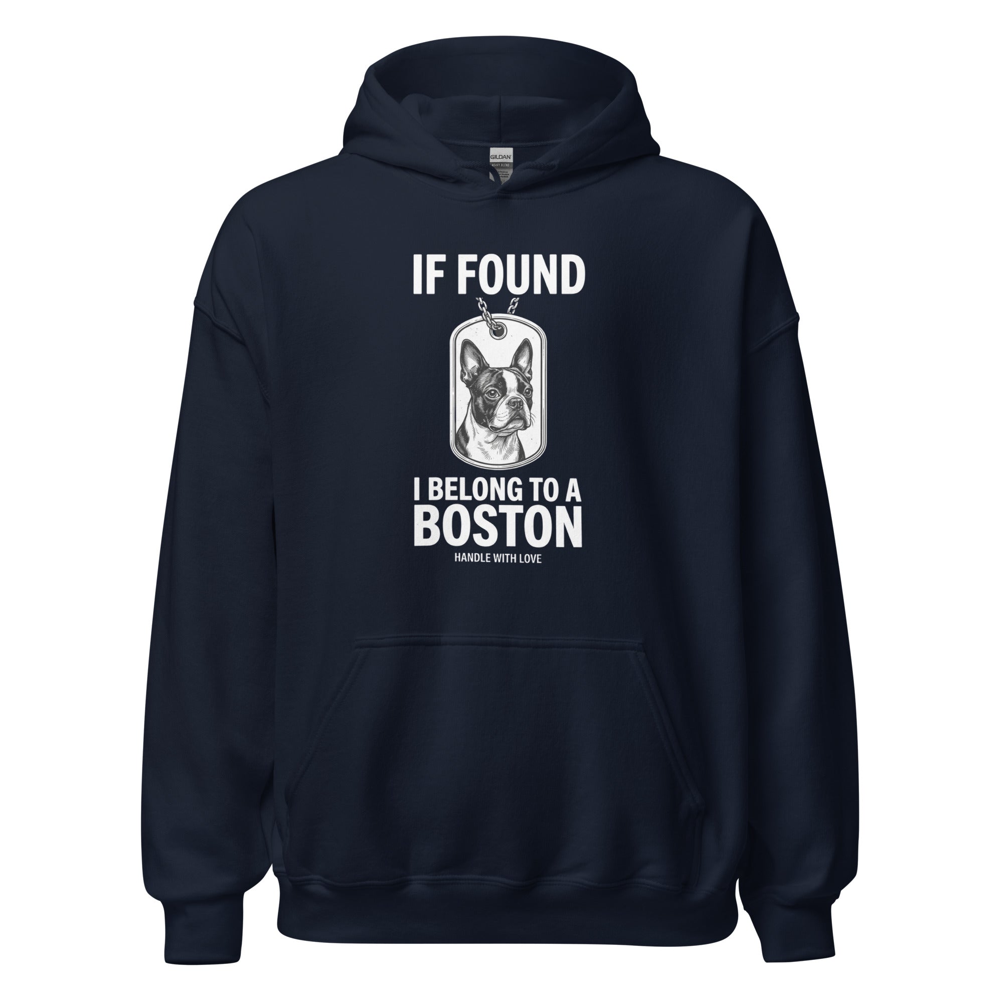 If Found I Belong To A Boston (Handle With Love) Unisex Hoodie . Navy