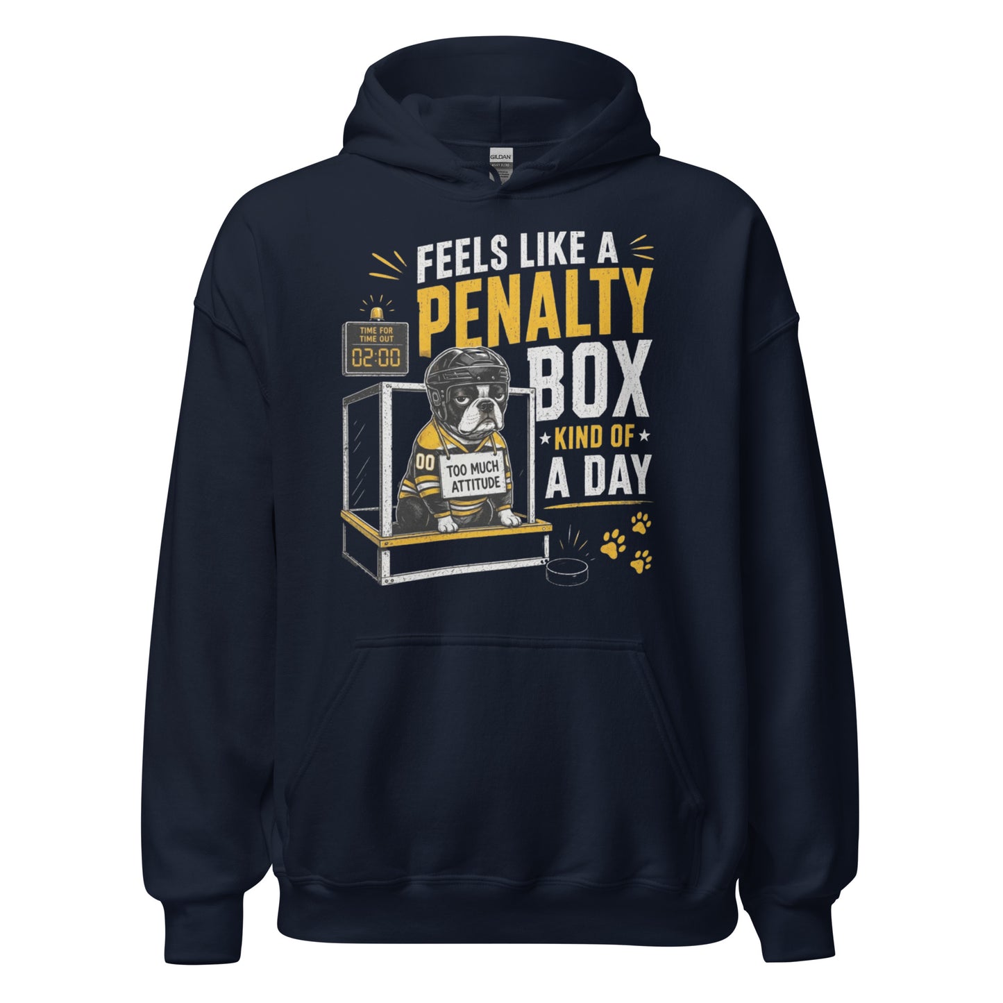 Feels Like a Penalty Box Kind of a Day Funny Ice Hockey Hoodie . Navy