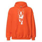 Boston Terrier Stencil Graphic – Minimalist Dog Lover Unisex Hoodie . Orange