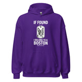If Found I Belong To A Boston (Handle With Love) Unisex Hoodie . Purple