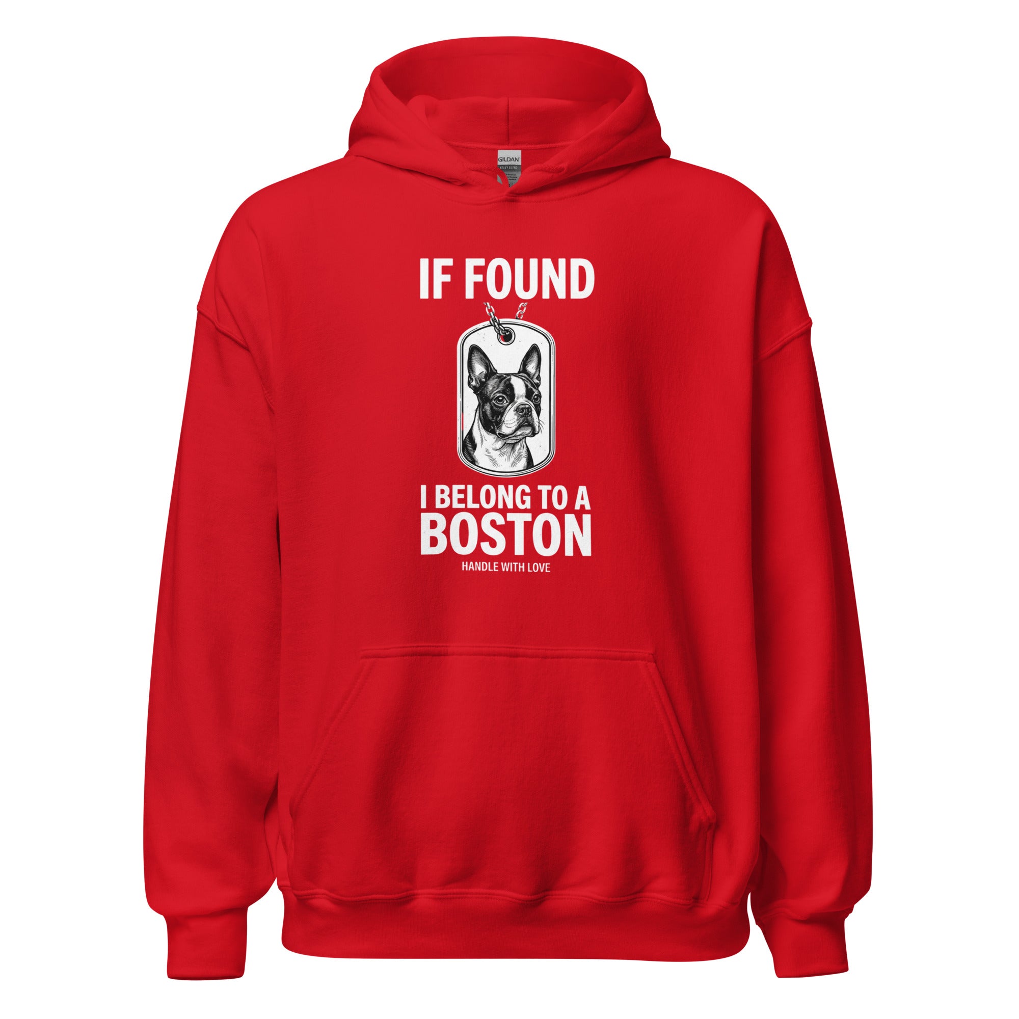 If Found I Belong To A Boston (Handle With Love) Unisex Hoodie . Red