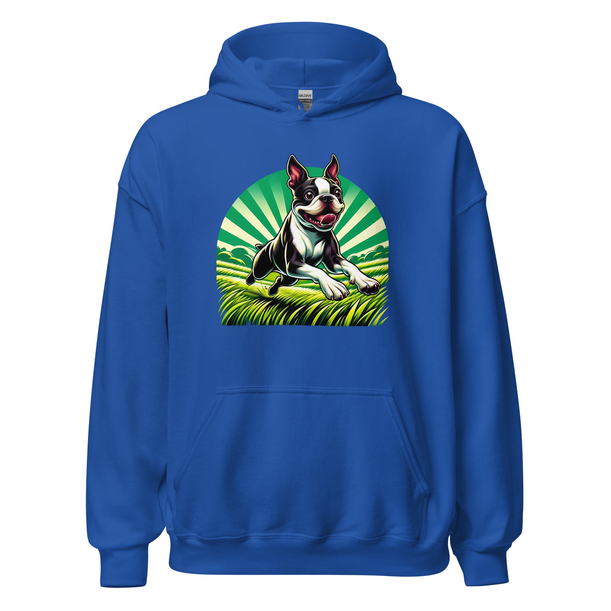 Boston Terrier Dog Running Free Unisex Hoodie