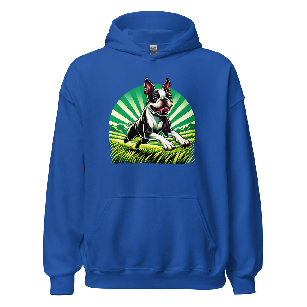 Boston Terrier Dog Running Free Unisex Hoodie