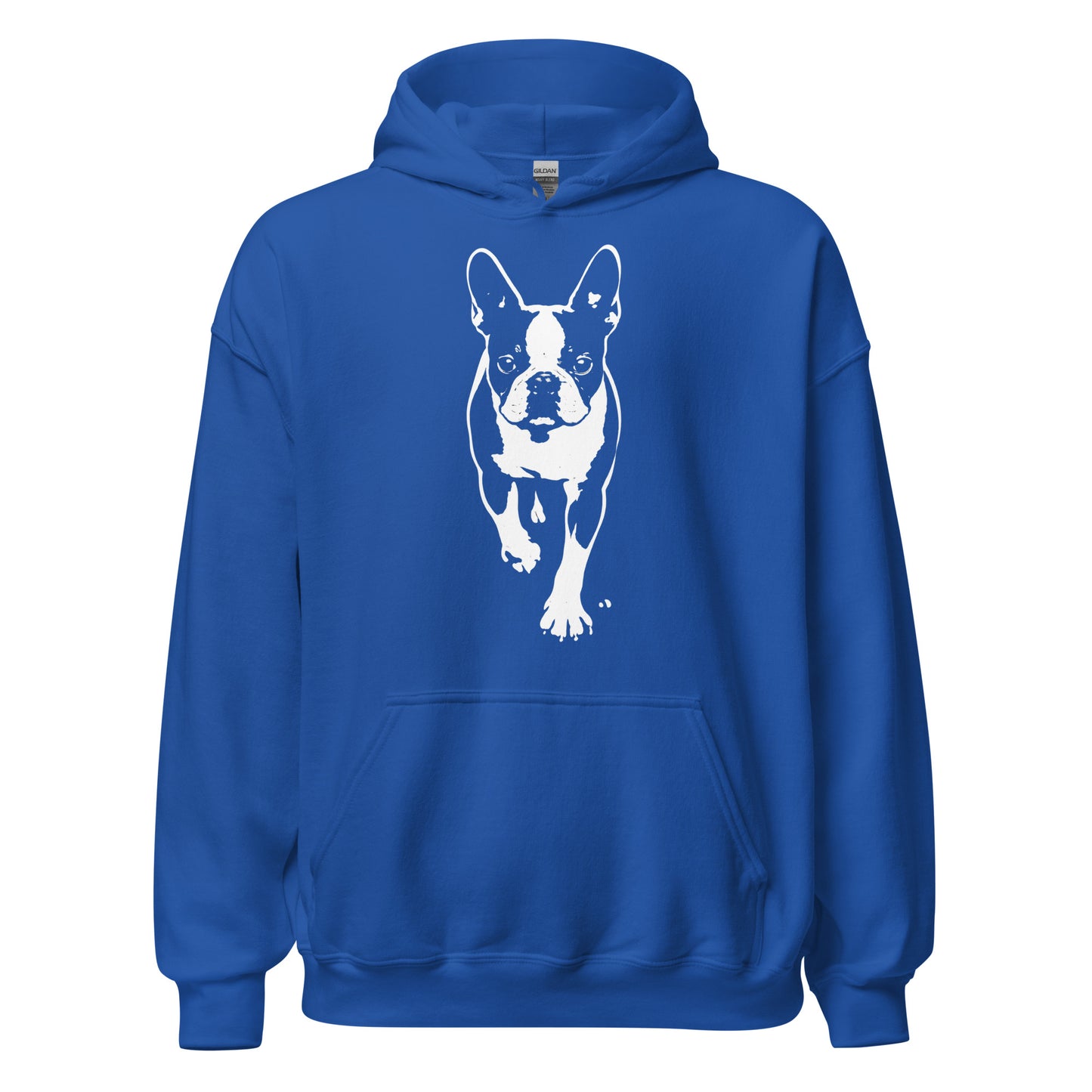 Boston Terrier Stencil Graphic – Minimalist Dog Lover Unisex Hoodie . Royal