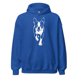 Boston Terrier Stencil Graphic – Minimalist Dog Lover Unisex Hoodie . Royal