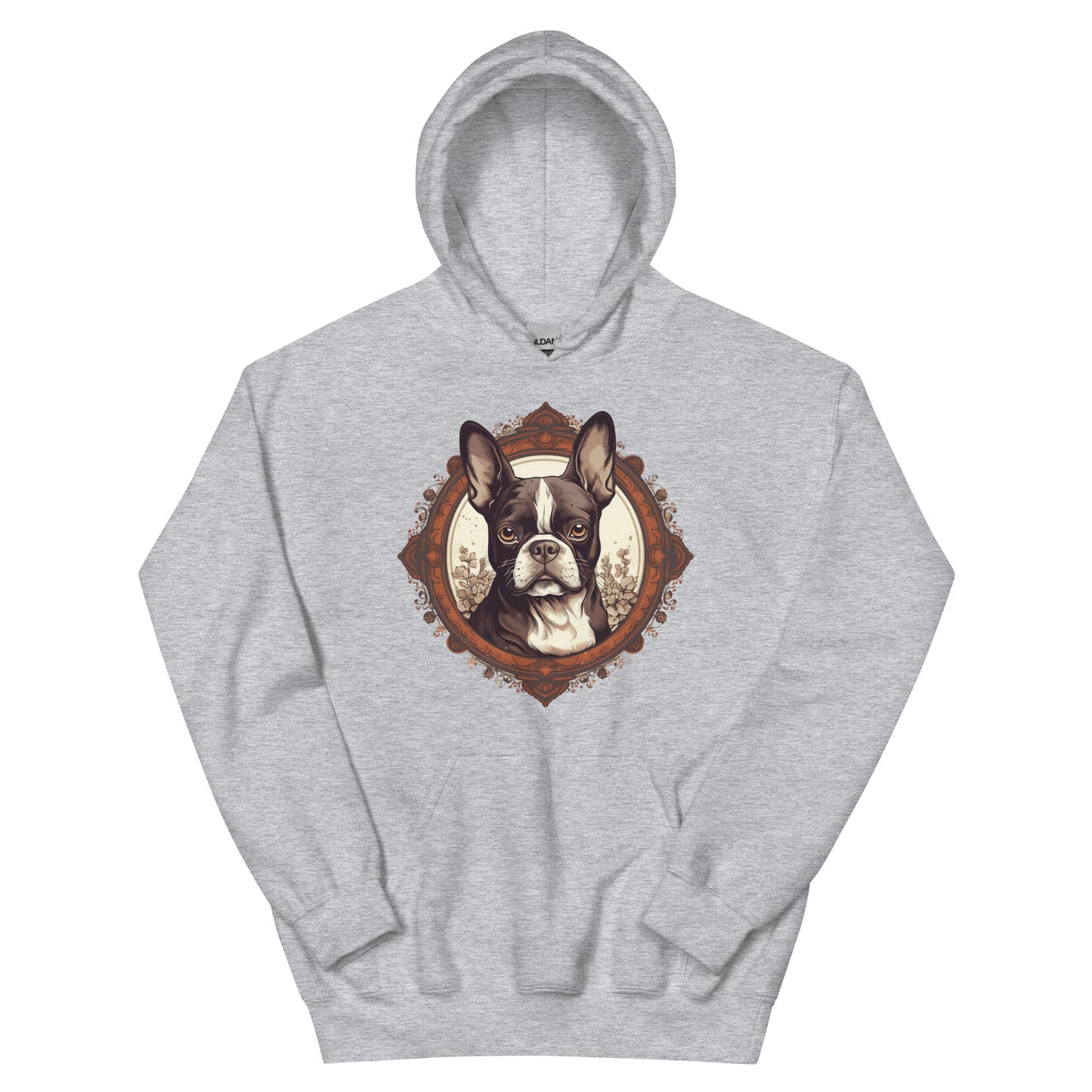 Vintage-Inspired Red Brown Boston Terrier Hoodie