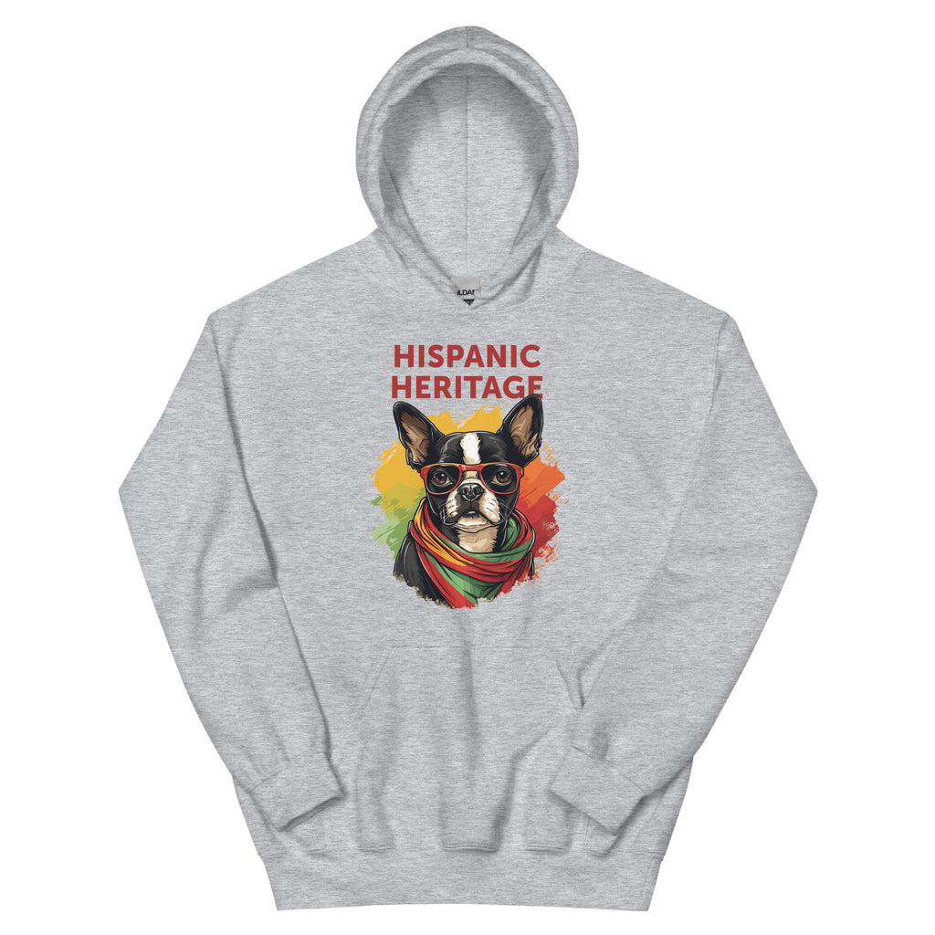 Hispanic Heritage Boston Terrier Dog Unisex Hoodie