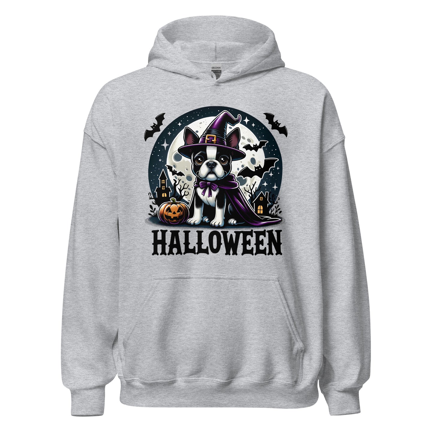 Halloween Witch Boston Terrier Unisex Hoodie
